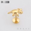 TRICERATOPS DINOSAUR CHARM TOP THREADLESS PUSH IN ASTM F136 IMPLANT GRADE TITANIUM LABRET SET
